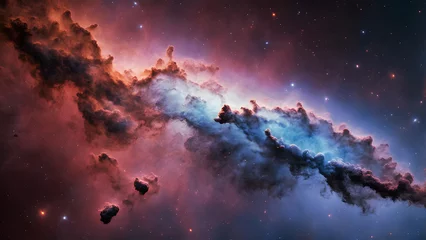 Crédence de cuisine en verre imprimé Violet Deep space nebula with stars.