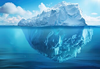Fototapeta na wymiar Majestic Iceberg with a Submerged Part in the Arctic Sea