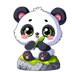cute panda with a bamboo