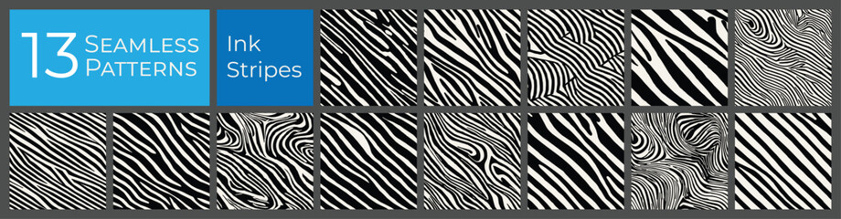 Diagonal lines seamless pattern. Subtle minimalistic waves background. Ink painted graphic pattern.