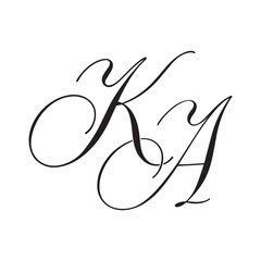 KA Calligraphy Monogram Initial Letters Logo