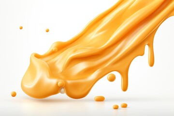 Cheddar cheese sauce splashing in the air, culinary concept for cheese lovers on white background