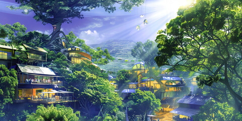 Lively Village Among the Treetops