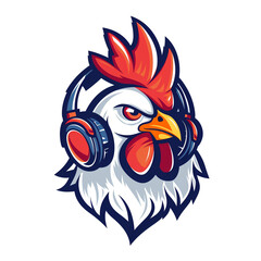 Fototapeta premium Esport vector Chicken logo on white background сreated with Generative Ai