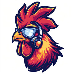 Esport vector Chicken logo on white background сreated with Generative Ai
