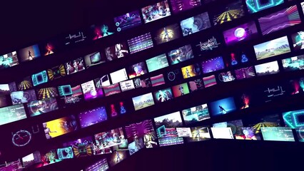 collage stripes video album with animations ai technology business theme. Broadcasting or television template intro animation