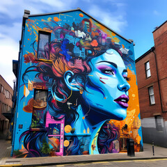 Fototapeta premium Vibrant street art on a city wall. 