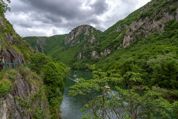 North Macedonia. A popular tourist destination is Matka Canyon. Attractions. Europe. - obrazy, fototapety, plakaty