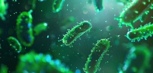 Fototapeta premium Probiotics Bacteria. Biology, Science Microscopic medicine. Digestion stomach escherichia coli, treatment, Health care medication, anatomy organism