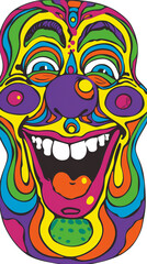 Psychodelic retro shape of a smiling cartoon сreated with Generative Ai