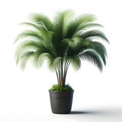 Obraz premium Kentia Palm in black pot, isolated on a white background, Copy space 