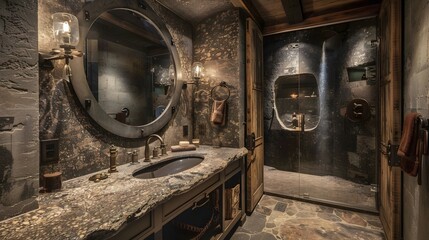 Luxurious Granite Vanity with Twin Spigots in a Distinguished Bathroom