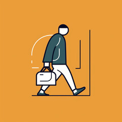 a person with a bag in the signs style, use simple line draw сreated with Generative Ai