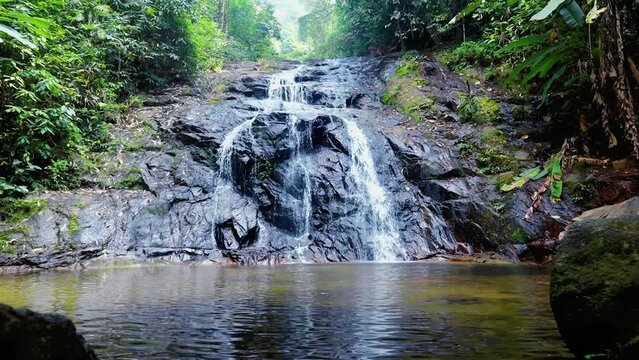 Small waterfall in the jungle in Thailand Krabi