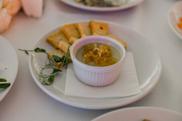 Gourmet pate with toast, ideal for fine dining experiences. Sophisticated flavor profile for culinary enthusiasts.