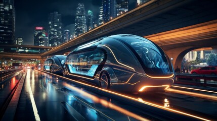 Autonomous vehicles retrofitted for time travel, embarking on missions to alter the course of history and prevent dystopian futures - obrazy, fototapety, plakaty