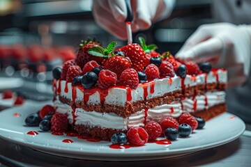 a chef makes delicious desserts professional advertising food photography - obrazy, fototapety, plakaty