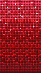 Purple Sequin Hearts Texture, Vertical Seamless Background. Shiny Valentines Palliates Pattern, Glitter Holiday Backdrop
