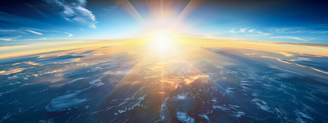 Fototapeta premium The sun is shining brightly in the sky, casting a warm glow over the earth