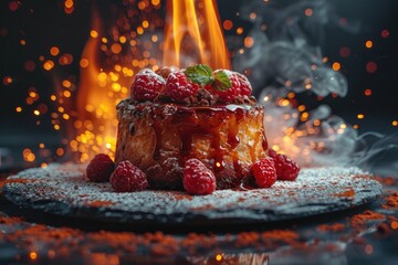 a chef makes delicious desserts professional advertising food photography - obrazy, fototapety, plakaty