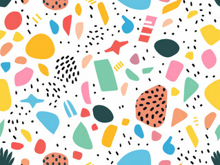 A colorful and abstract pattern of shapes and lines