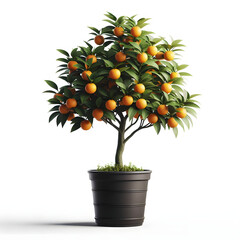 Calamondin Orange Tree in black pot, isolated on a white background
