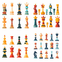 set of chess pieces element illustration