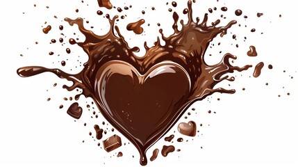 A heart made of chocolate with a splash of milk