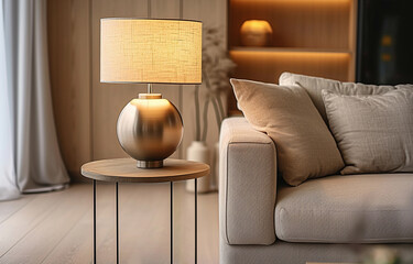 Close up Lamp  and Sofa. Modern Interior background
