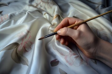 hand painting process on silk, silk material