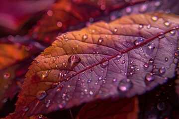 Fototapeta premium Green Leaf With Water Droplets
