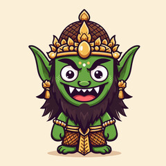 green monster with fangs and crown cartoon
