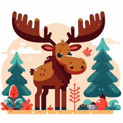 Obraz na płótnie Canvas Illustration of moose cartoon template clip art animal