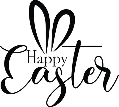Hand drawn happy Easter calligraphy and brush pen lettering. Vector Illustration design for holiday greeting card and for photo overlays, t-shirt print, flyer, poster design