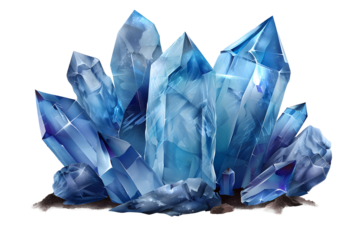 blue crystal gemstone isolated on transparent background