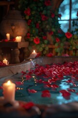 Hot Tub Surrounded by Candles