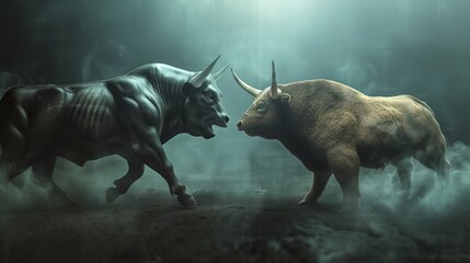 fight between bulls market investor concept 