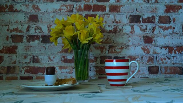Chocolate Egg and Fruit Soldiers