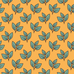 Hand drawn floral pattern vector design. Simple ornament with plant and leaf.