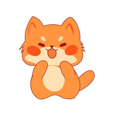Funny Bright Cat Icon. Isolated Kawaii Cute Cat Character Cartoon Design. 