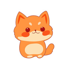 Funny Bright Cat Icon. Isolated Kawaii Cute Cat Character Cartoon Design. 