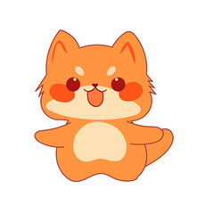 Funny Bright Cat Icon. Isolated Kawaii Cute Cat Character Cartoon Design. 