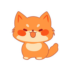 Funny Bright Cat Icon. Isolated Kawaii Cute Cat Character Cartoon Design. 