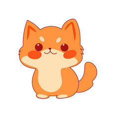 Funny Bright Cat Icon. Isolated Kawaii Cute Cat Character Cartoon Design. 