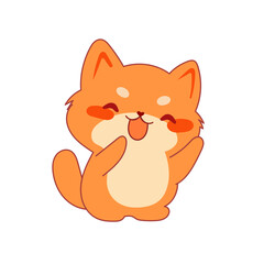 Funny Bright Cat Icon. Isolated Kawaii Cute Cat Character Cartoon Design. 
