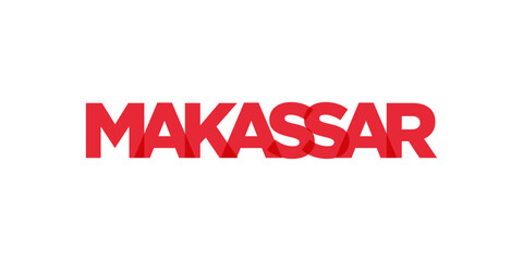 Fototapeta na wymiar Makassar in the Indonesia emblem. The design features a geometric style, vector illustration with bold typography in a modern font. The graphic slogan lettering.