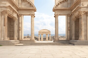 Classic roman columns on white background, perfect for elegant and refined visual presentations