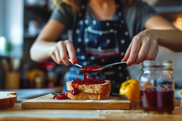 young woman preparing food in the kitchen