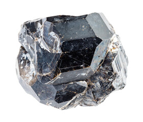 natural raw black andradite garnet rock cutout