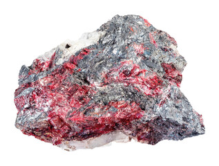 cinnabar and stibnite on fluorite mineral cutout
